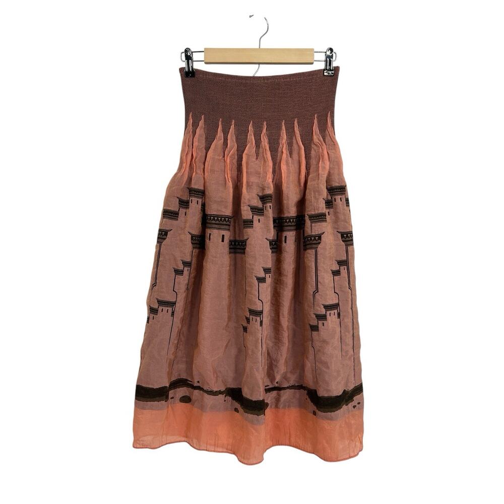 Lapis Anthropologie Rose Smocked Tube Top Dress O/S Romantic Boho Festival
